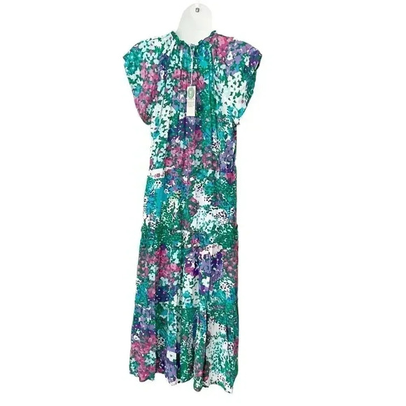 NWT Rails Juni Floral Tiered Midi Dress Gardenia Flower size Small - Picture 3 of 13